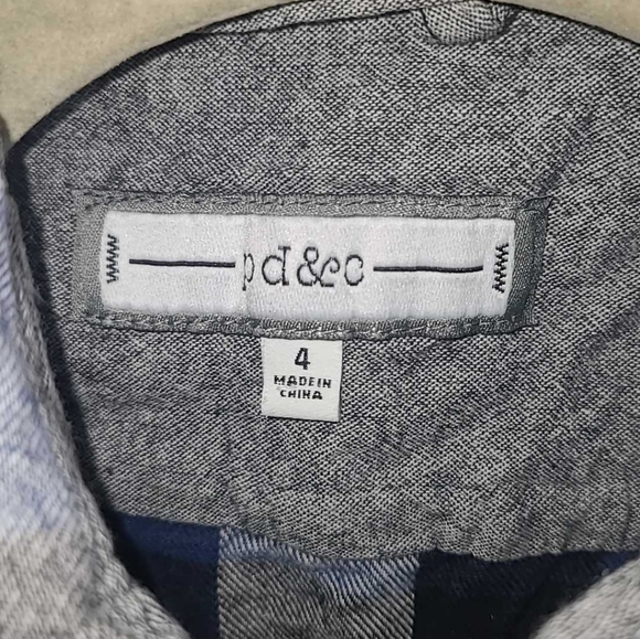 PD&C Boy's Blue Checked Collared Button Up Shirt, Size 4 - Picture 3 of 3